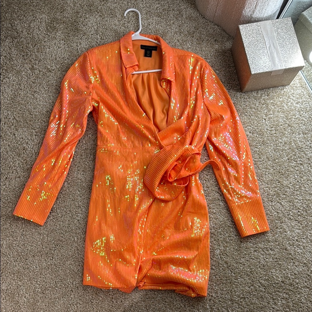 House of Harlow 1960 Vibrant Orange Sequin Dress